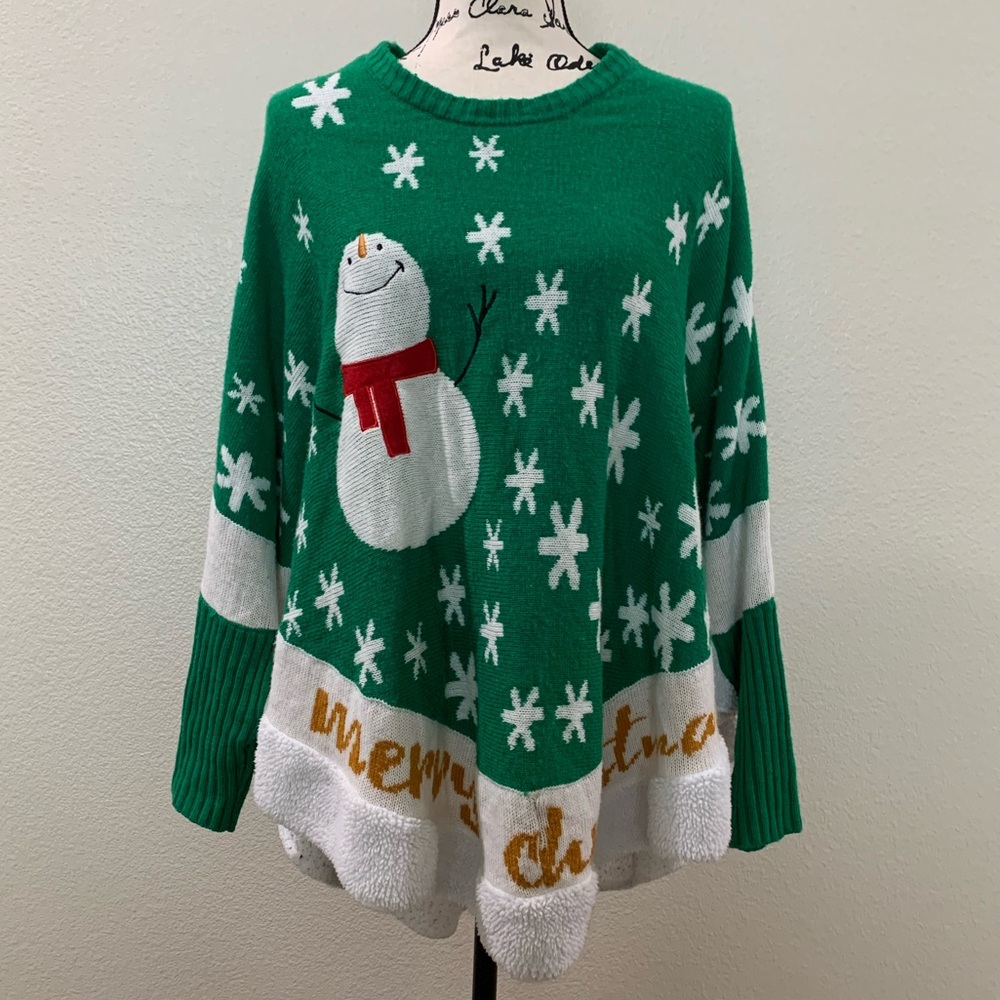Christmas Tree Skirt Ugly Cute Poncho Sweater